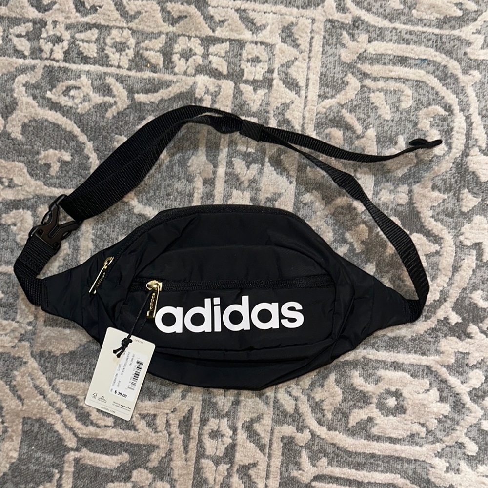 Adidas Black Belt Bag with White Logo